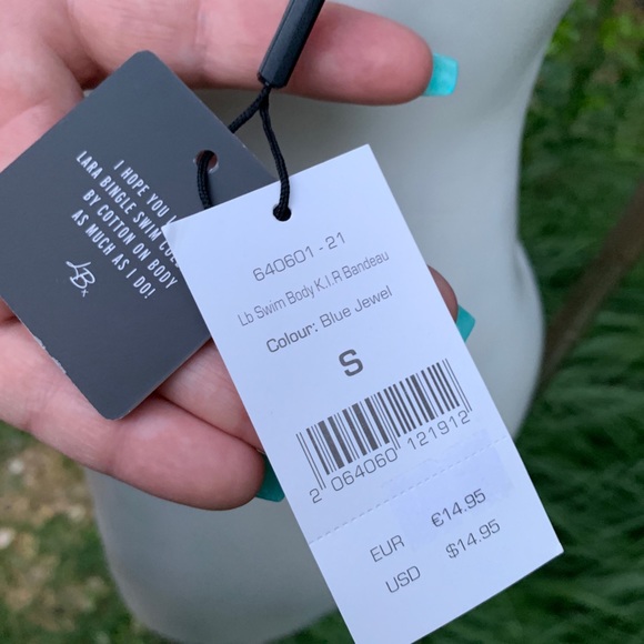 NWT LARA BINGLE Blue Jewel Bikini Swim Top Sz S - Picture 6 of 8